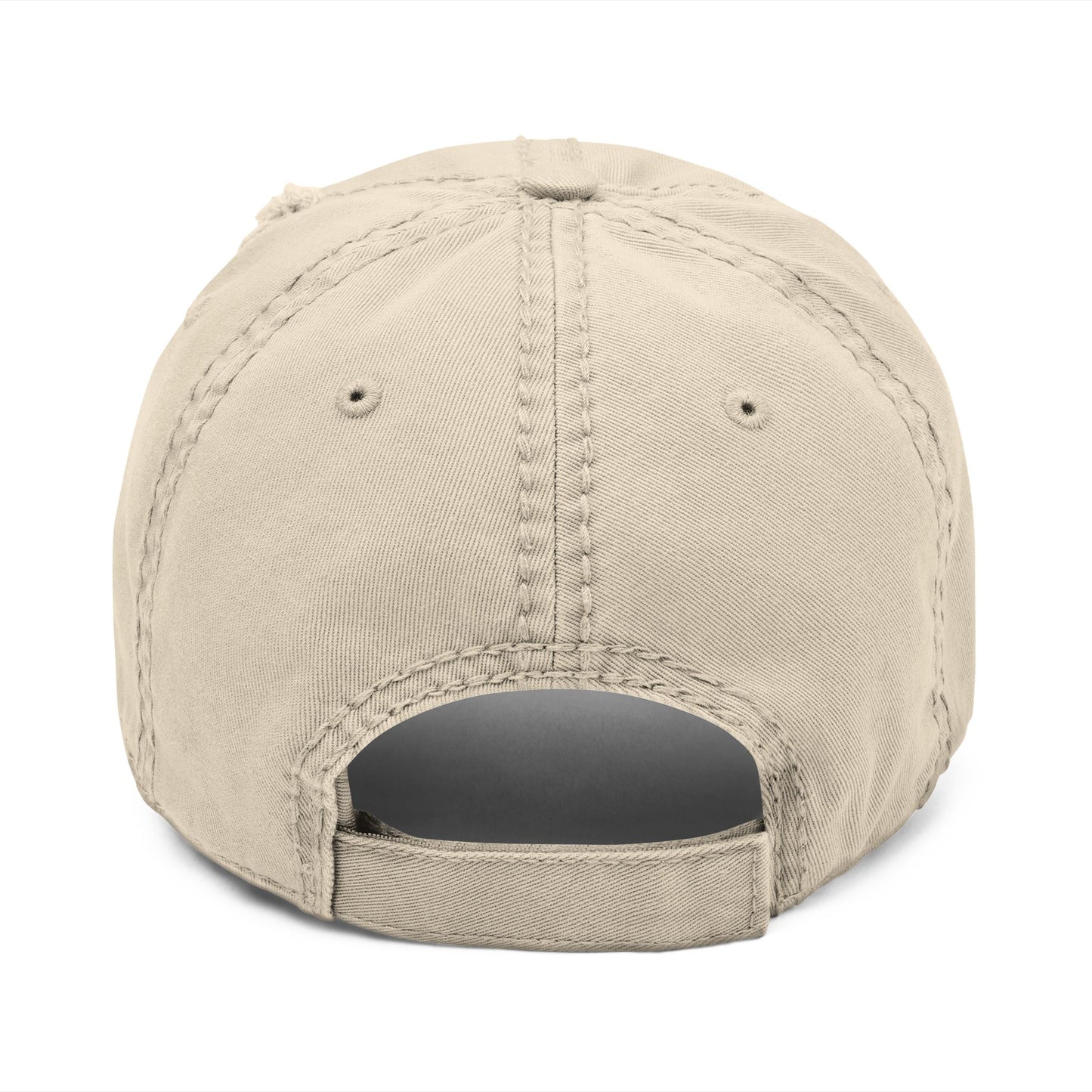 Peeking Black Cat Distressed Dad Hat