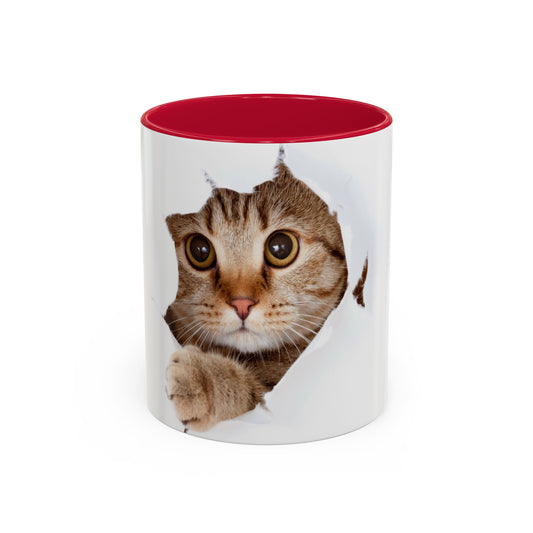 Peeking Cat Mug – Red Interior