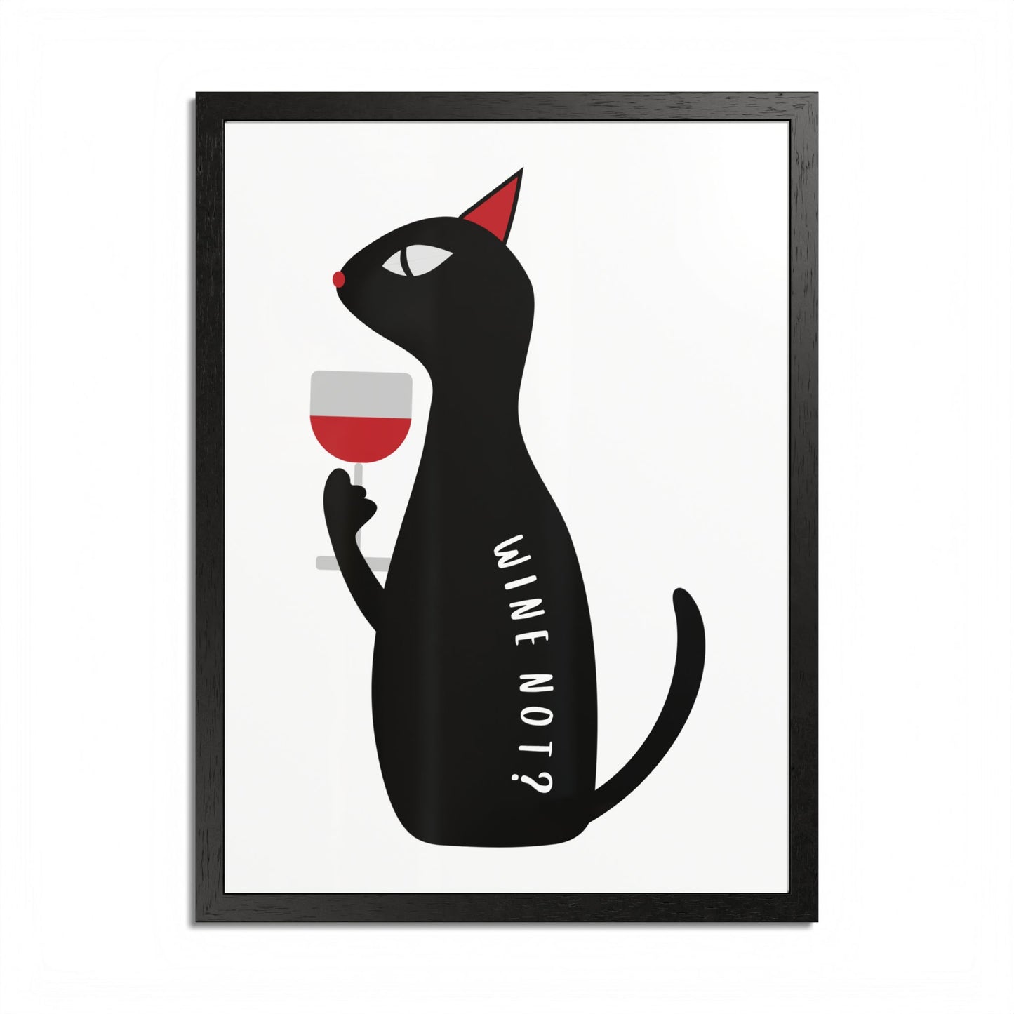 Wine Not  Black Cat Framed Poster