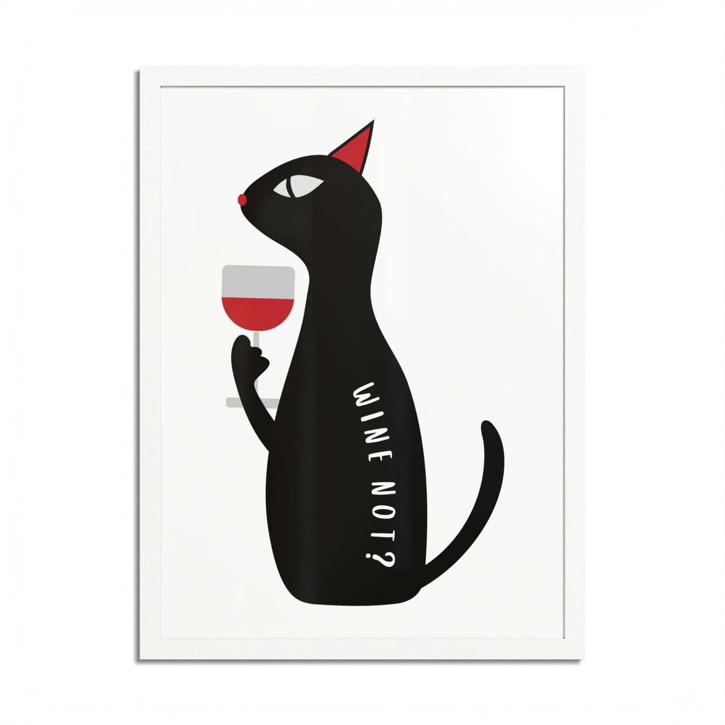 Wine Not  Black Cat Framed Poster