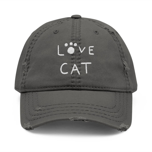 Love Cat Distressed Dad Hat