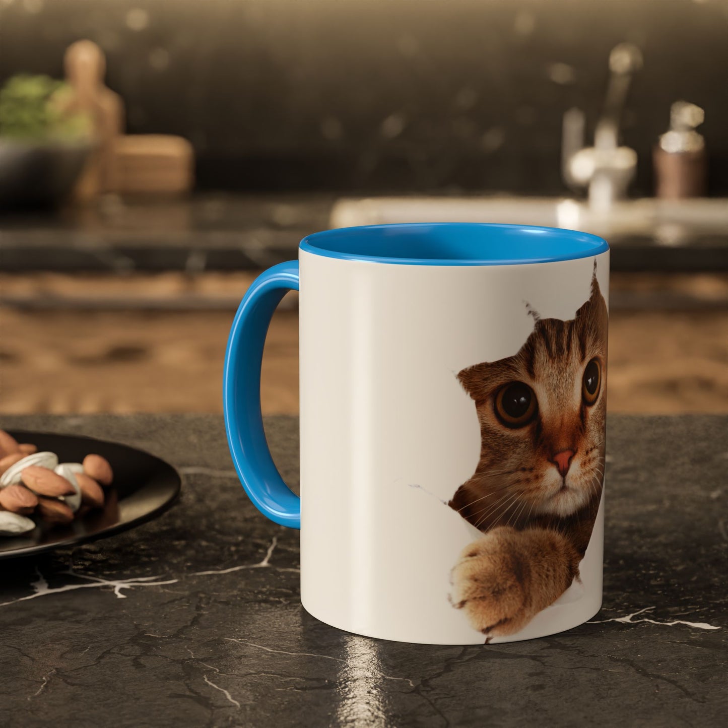 Peeking Cat Mug – Red Interior