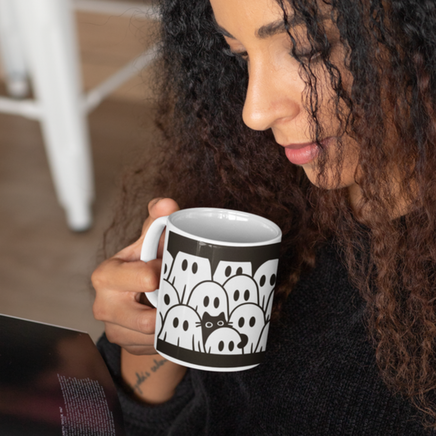 Ghost Cat Halloween Mug