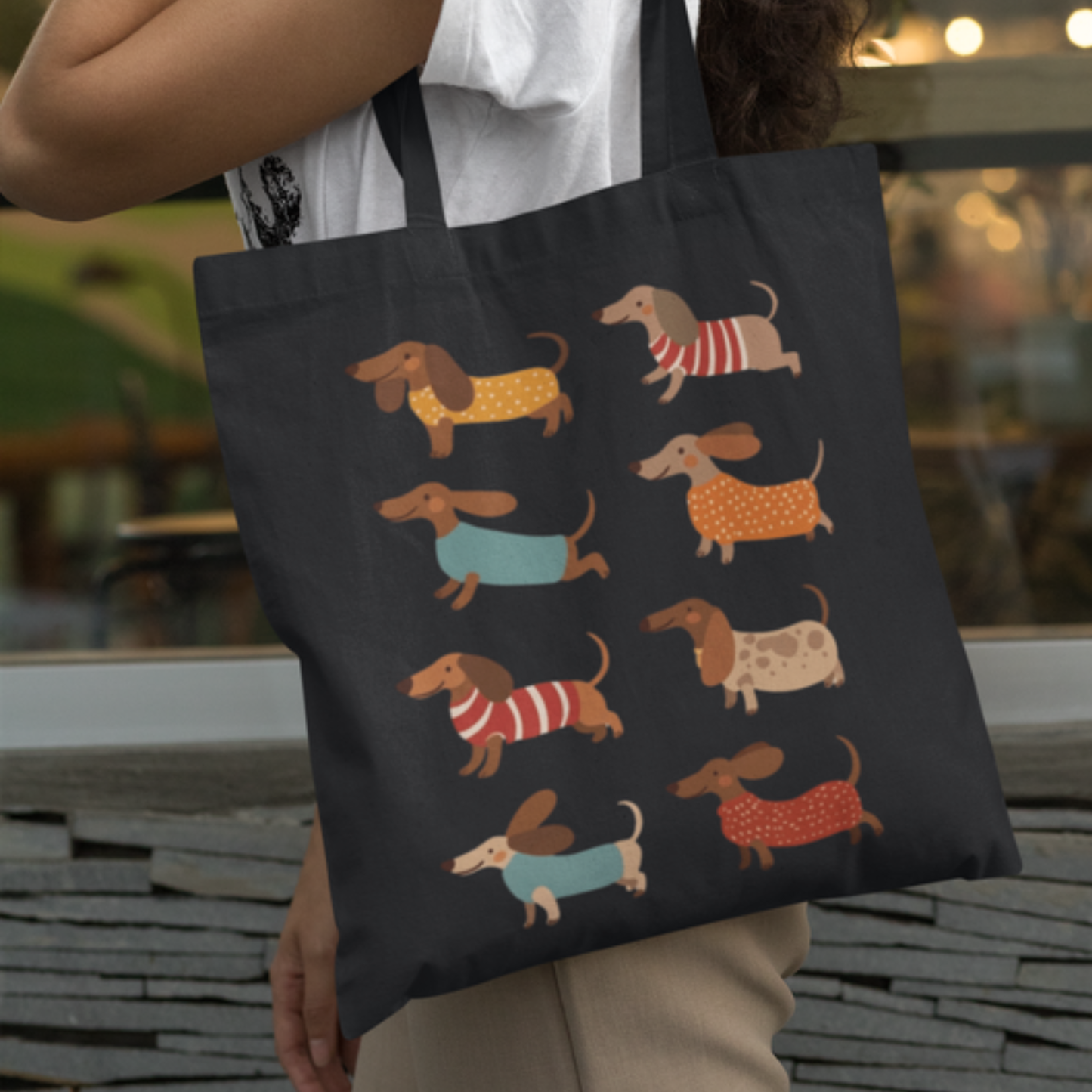 Cute Dachshund Pattern Tote Bag