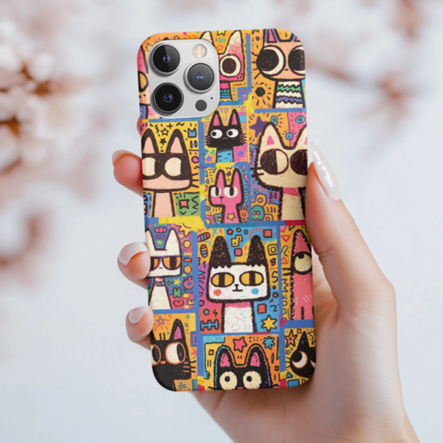 Colorful Abstract Cat Art iPhone Case