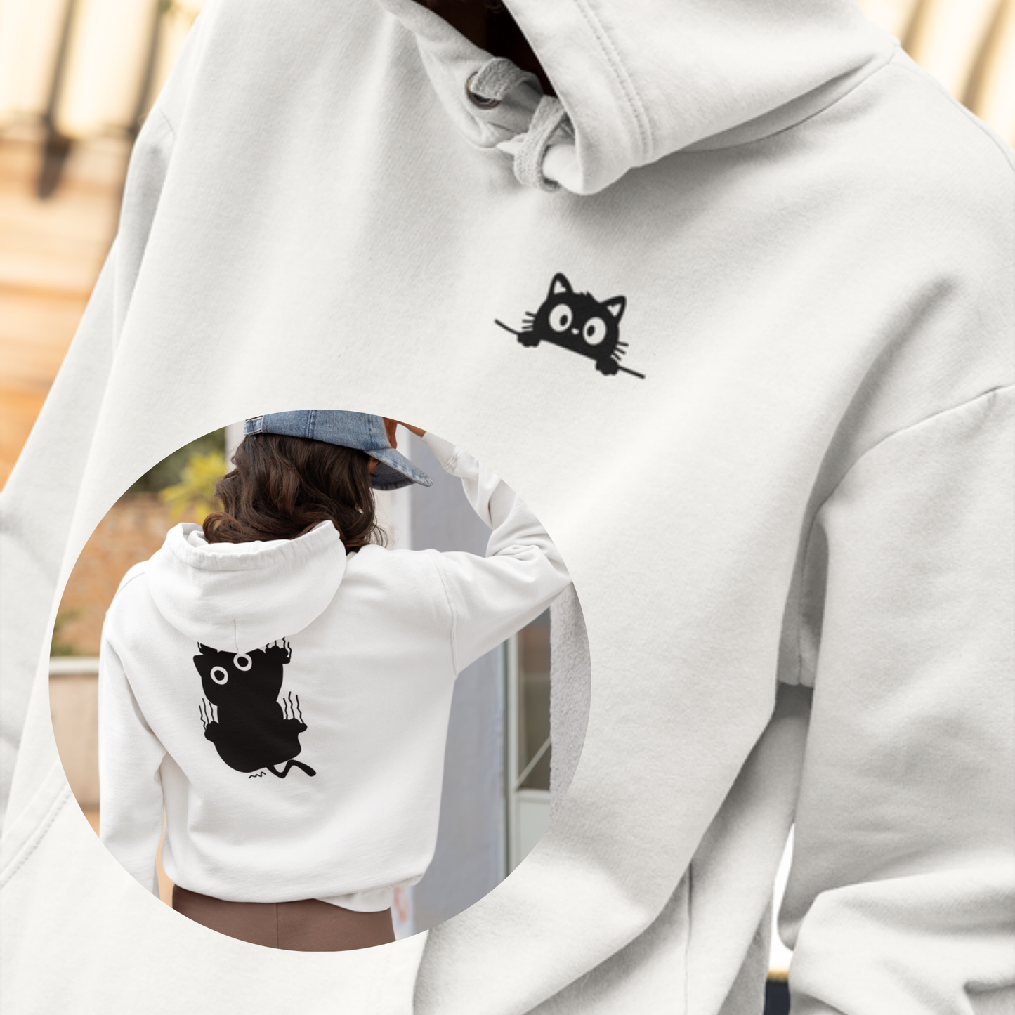 Peeking & Scratching Cat Hoodie