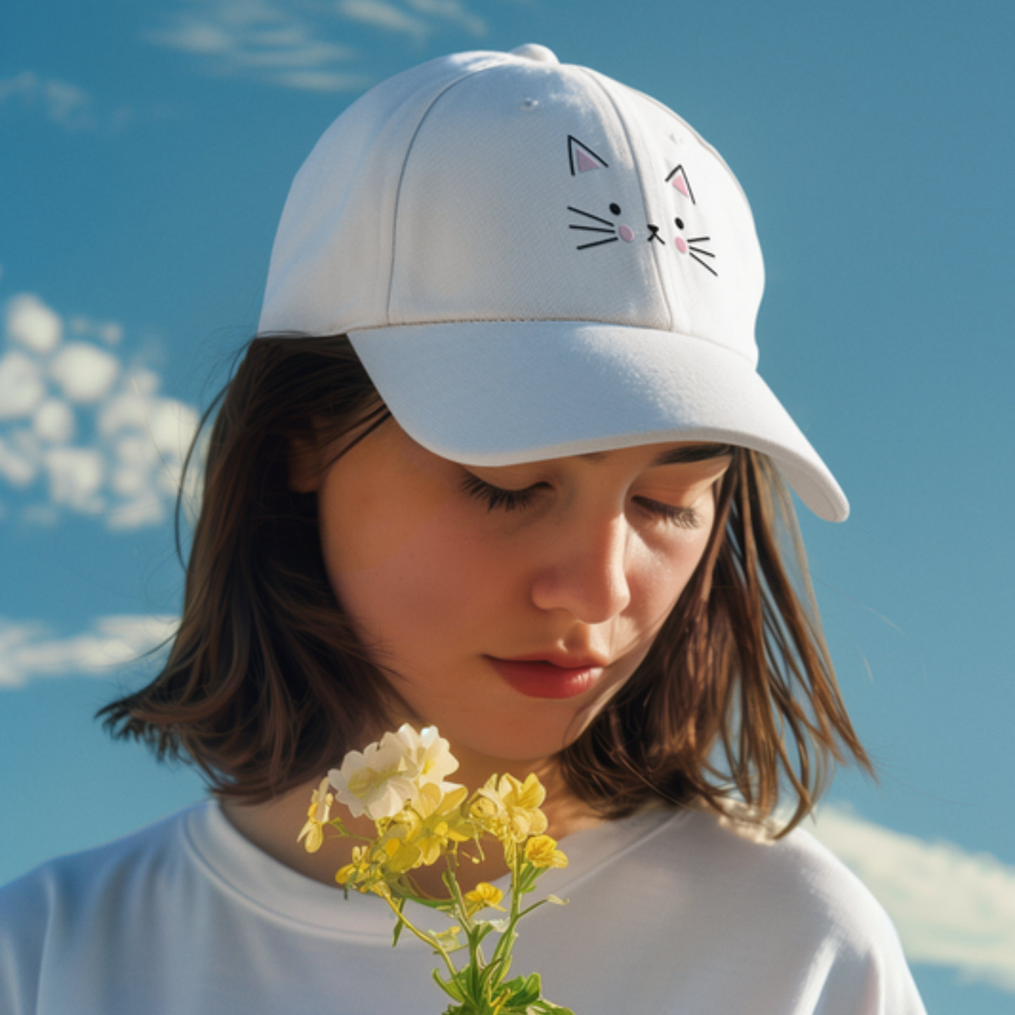 Kawaii Cat Face Dad Hat Cap