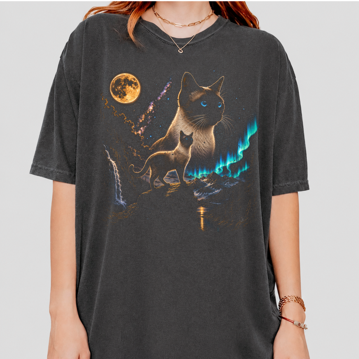 Siamese Cat Northern Lights T-shirt