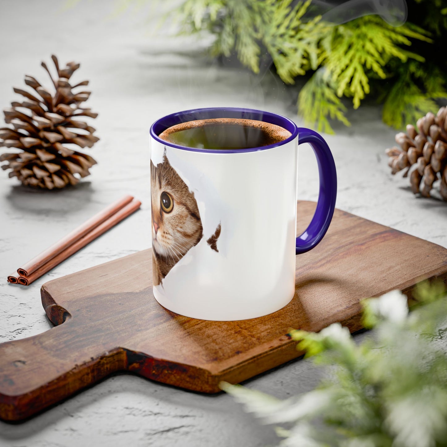 Peeking Cat Mug – Red Interior